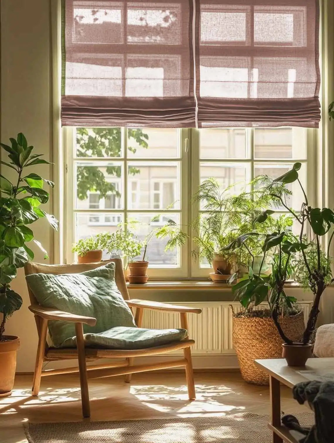Custom Sheer Linen Roman Shades