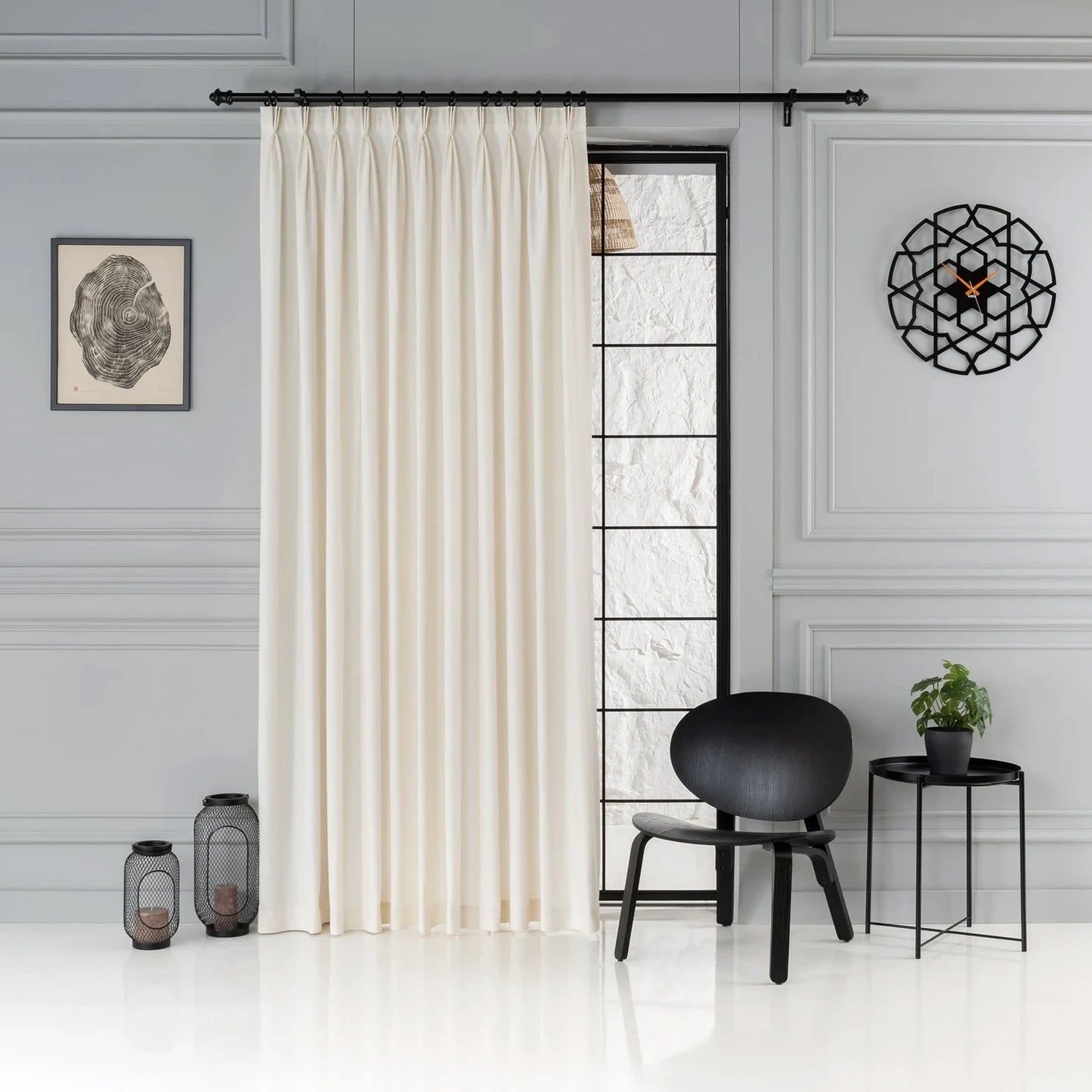 Extra Wide 100% Blackout Triple Pinch Pleated Linen Curtains