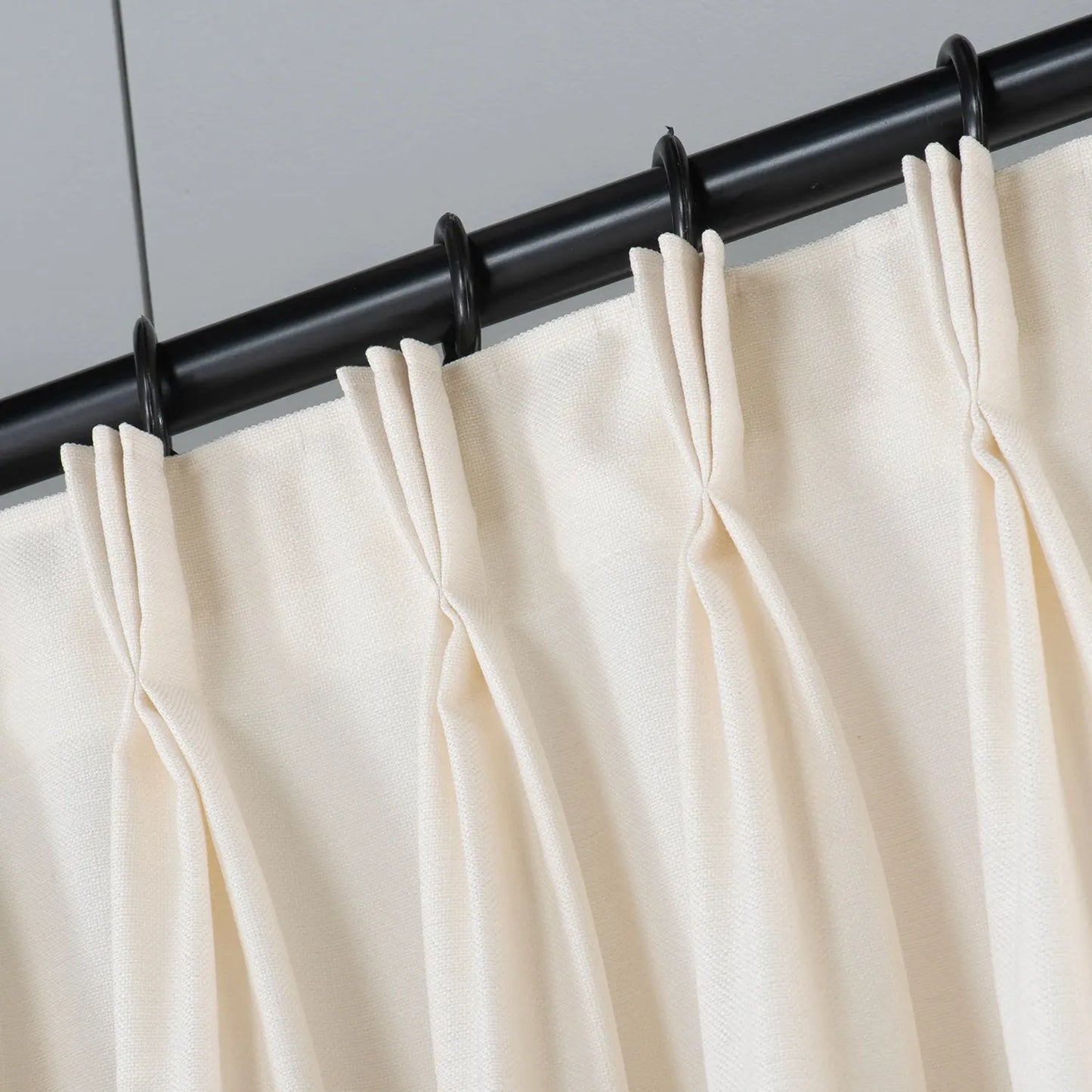 Extra Wide 100% Blackout Triple Pinch Pleated Linen Curtains