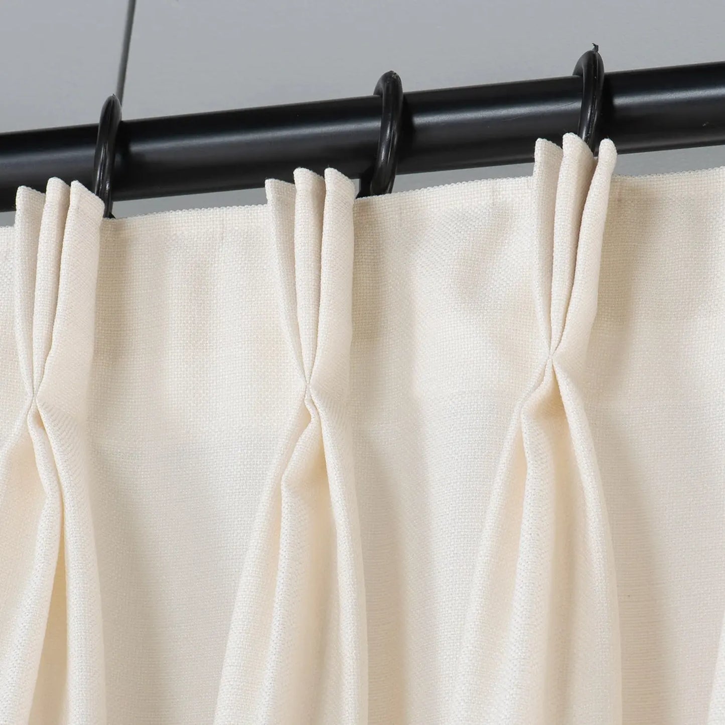 Extra Wide 100% Blackout Triple Pinch Pleated Linen Curtains