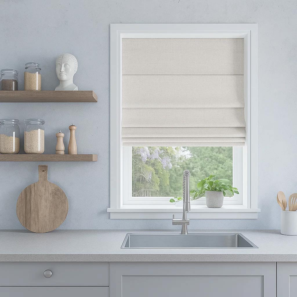 Linen 100% Blackout Cordless Roman Shade