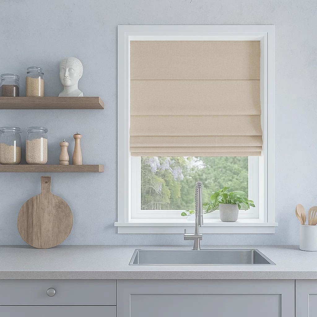 Linen 100% Blackout Cordless Roman Shade