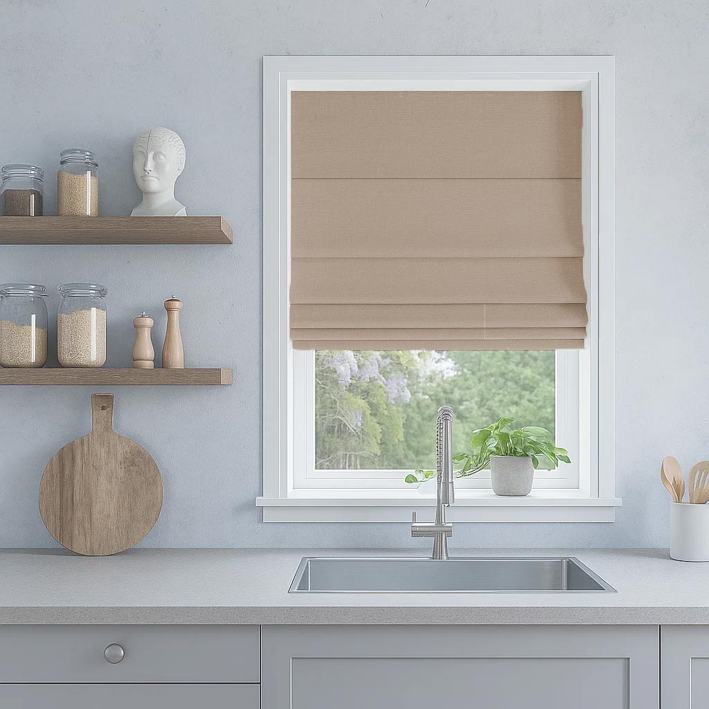 Linen 100% Blackout Cordless Roman Shade