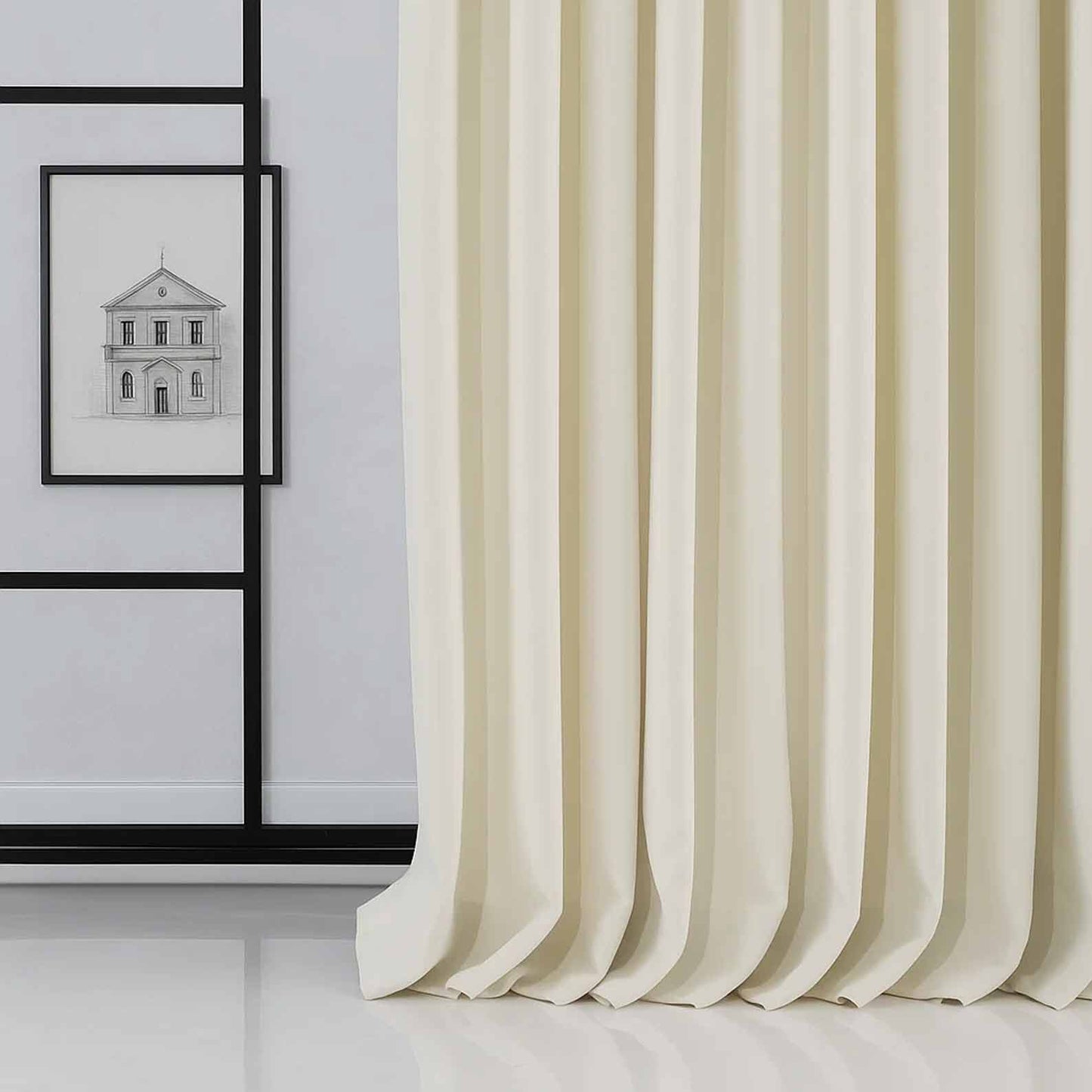 Pinch Pleat Custom 100% Blackout Linen Curtains