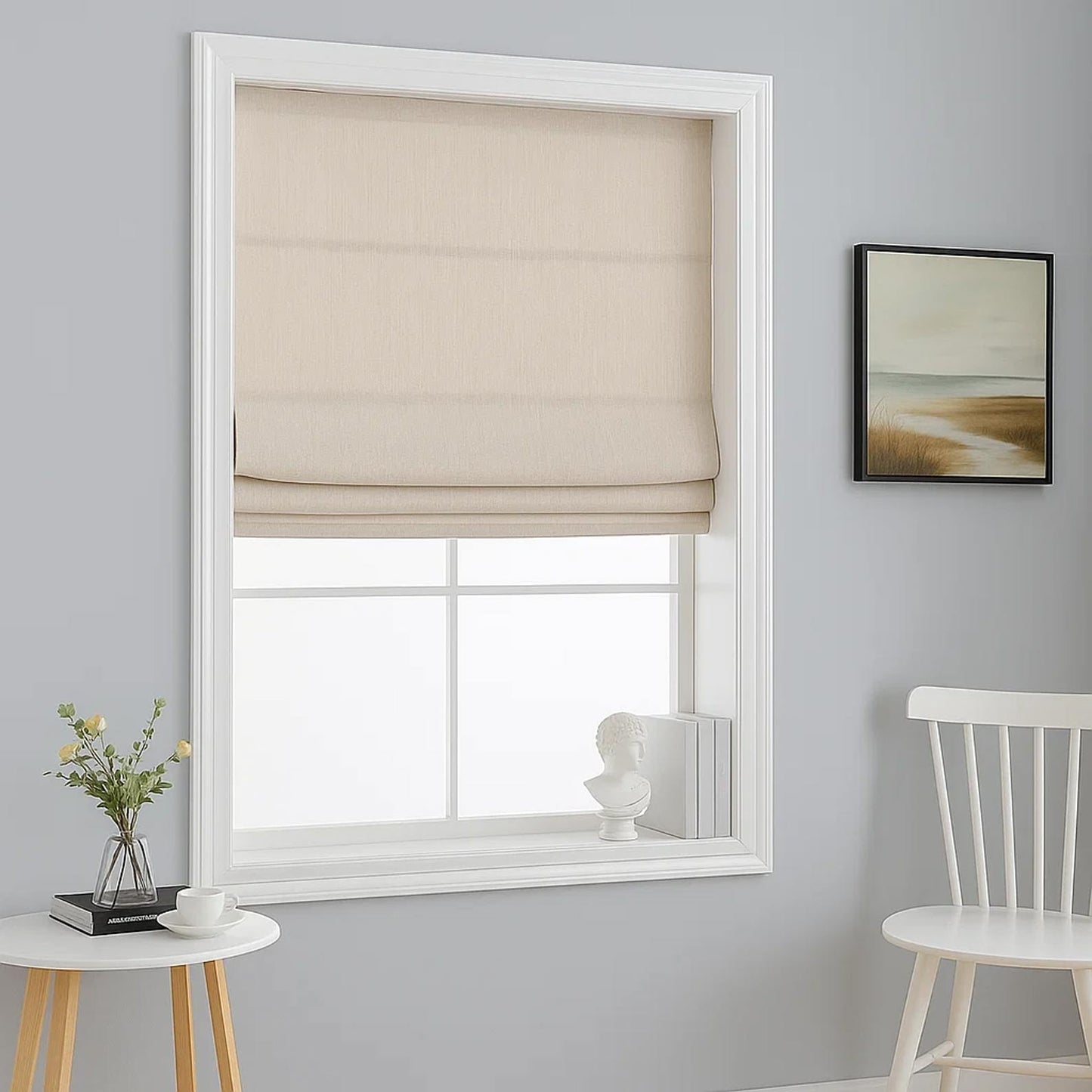Pleated Custom 100% Blackout Cordless Roman Shade