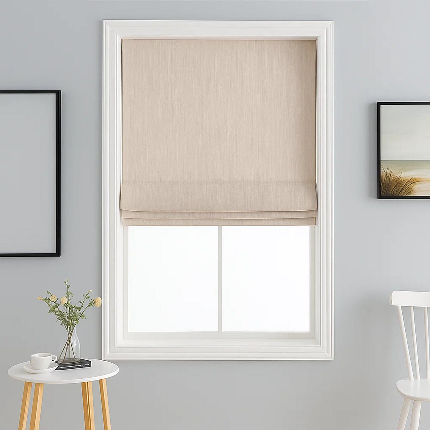 Pleated Custom 100% Blackout Cordless Roman Shade