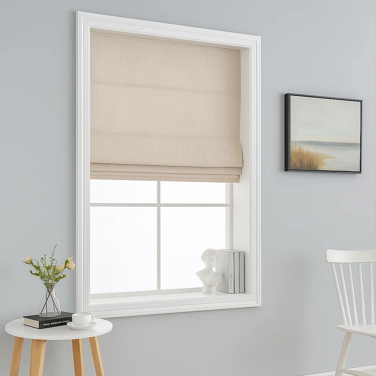 Pleated Custom 100% Blackout Cordless Roman Shade
