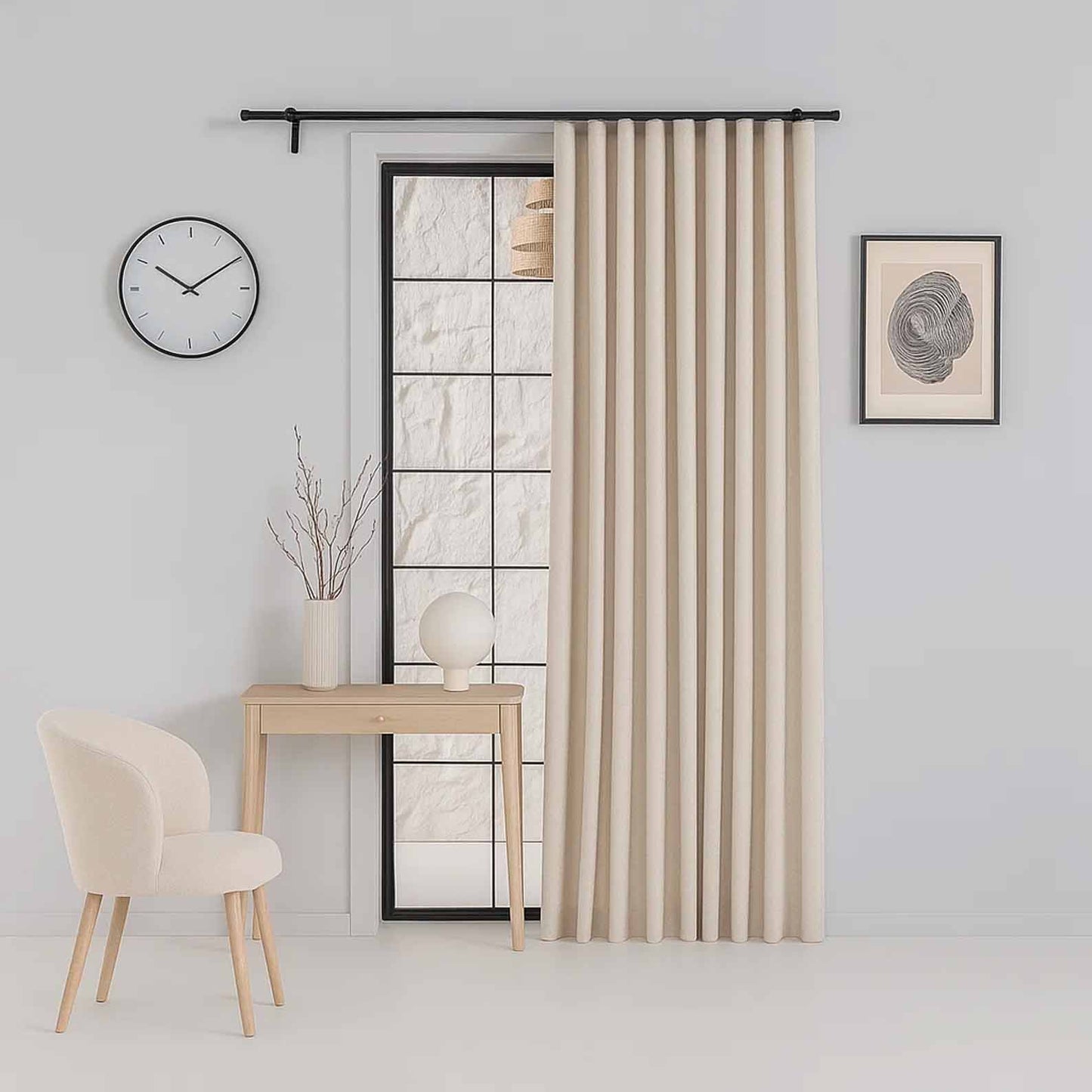 Pleated Herringbone Linen Blackout Curtains
