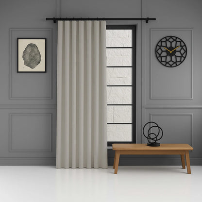 100% blackout pleated linen curtain panels smoky grey
