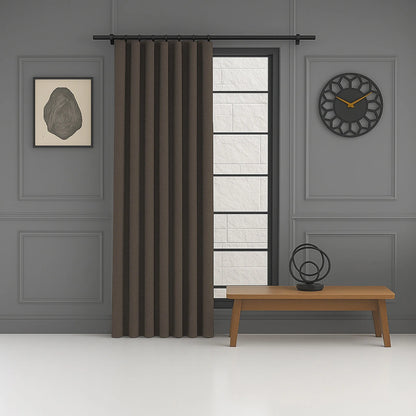 100% blackout pleated linen curtain panels tea brown