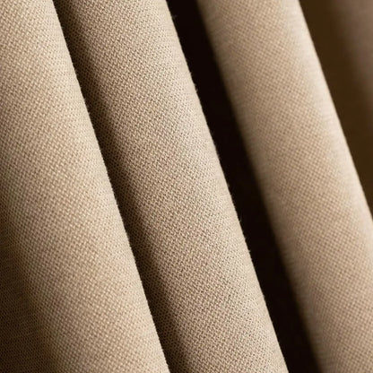 100% Blackout Triple Pinch Pleated Linen Curtains Caramel Latte