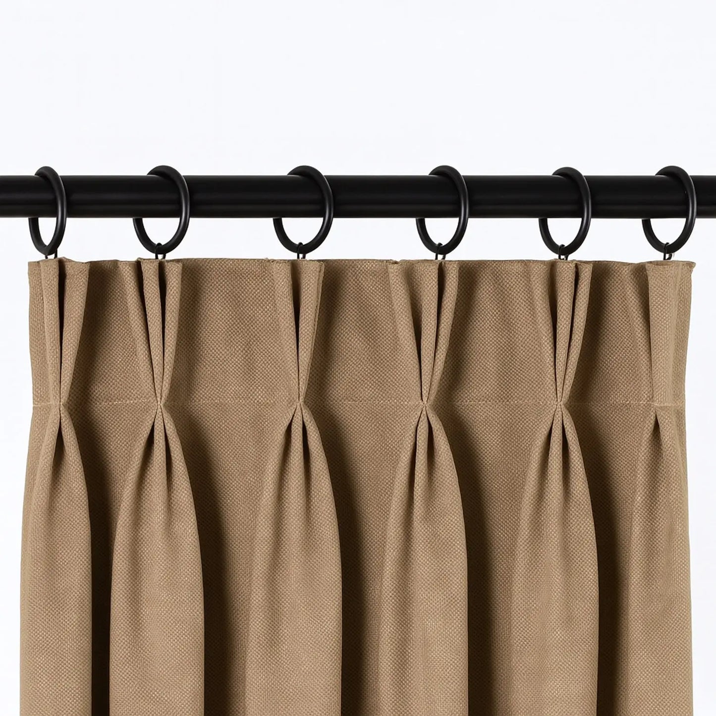 100% Blackout Triple Pinch Pleated Linen Curtains Caramel Latte