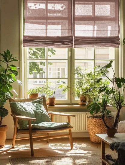 Custom Sheer Linen Roman Shades