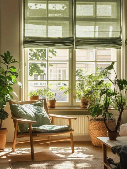 Custom Sheer Linen Roman Shades