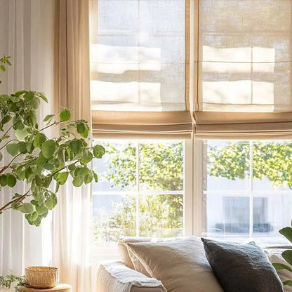 Custom Sheer Linen Roman Shades