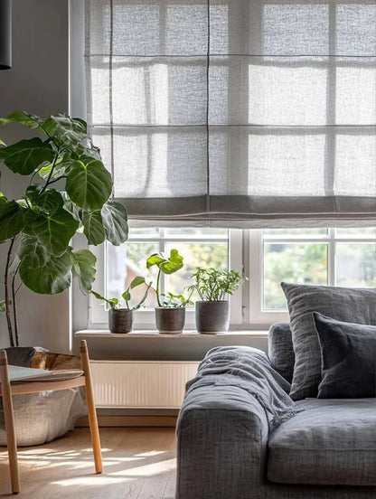 Custom Sheer Linen Roman Shades