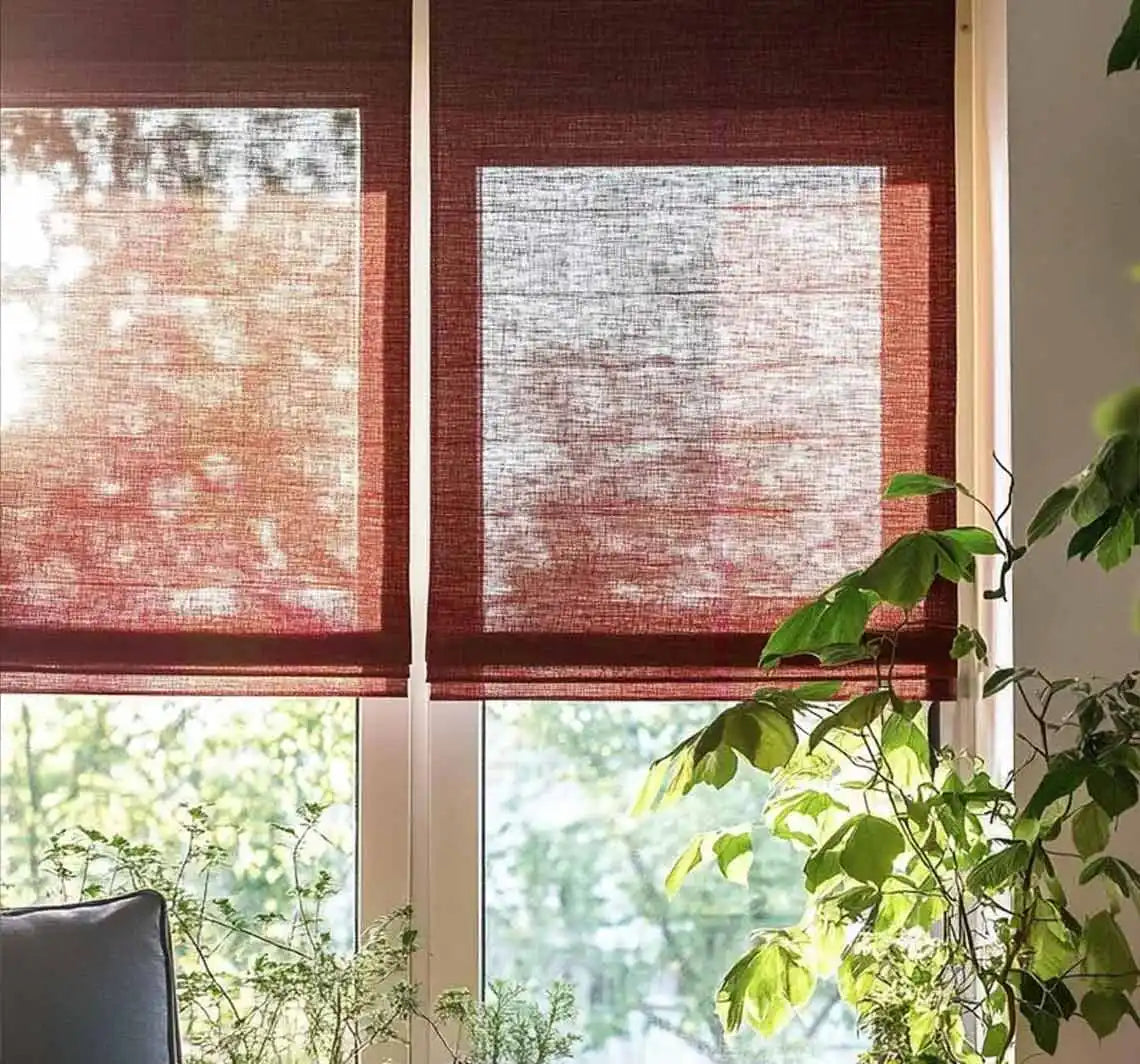 Custom Sheer Linen Roman Shades