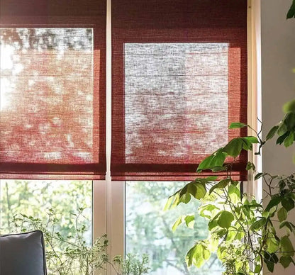Custom Sheer Linen Roman Shades