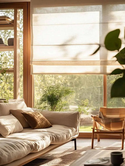 Custom Sheer Linen Roman Shades