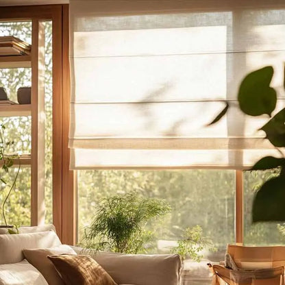 Custom Sheer Linen Roman Shades