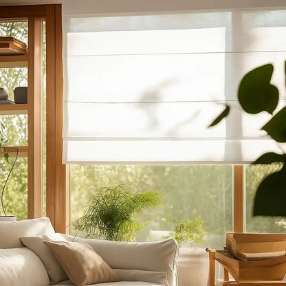 Custom Sheer Linen Roman Shades