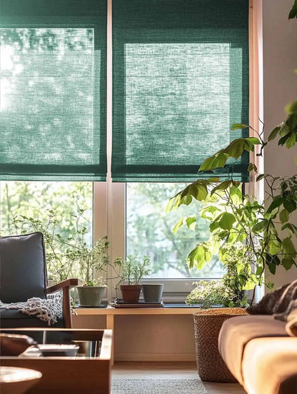 Custom Sheer Linen Roman Shades