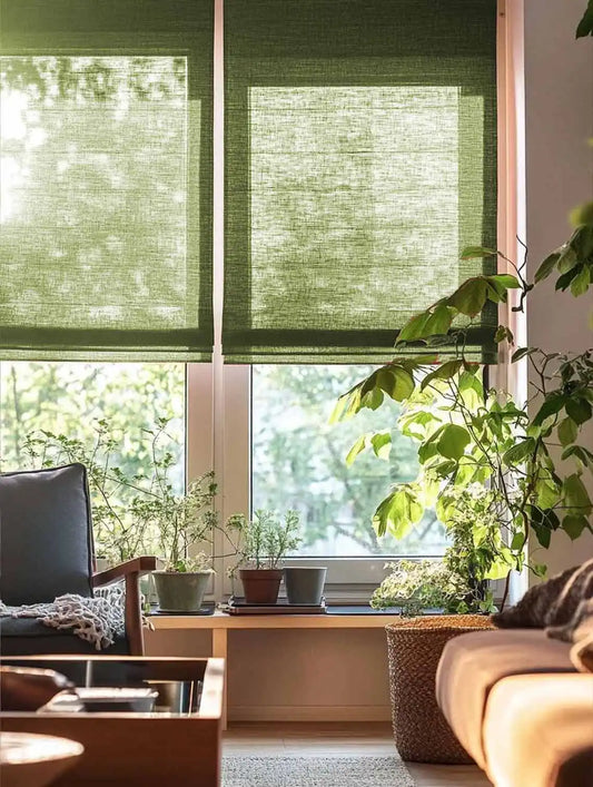 Custom Sheer Linen Roman Shades