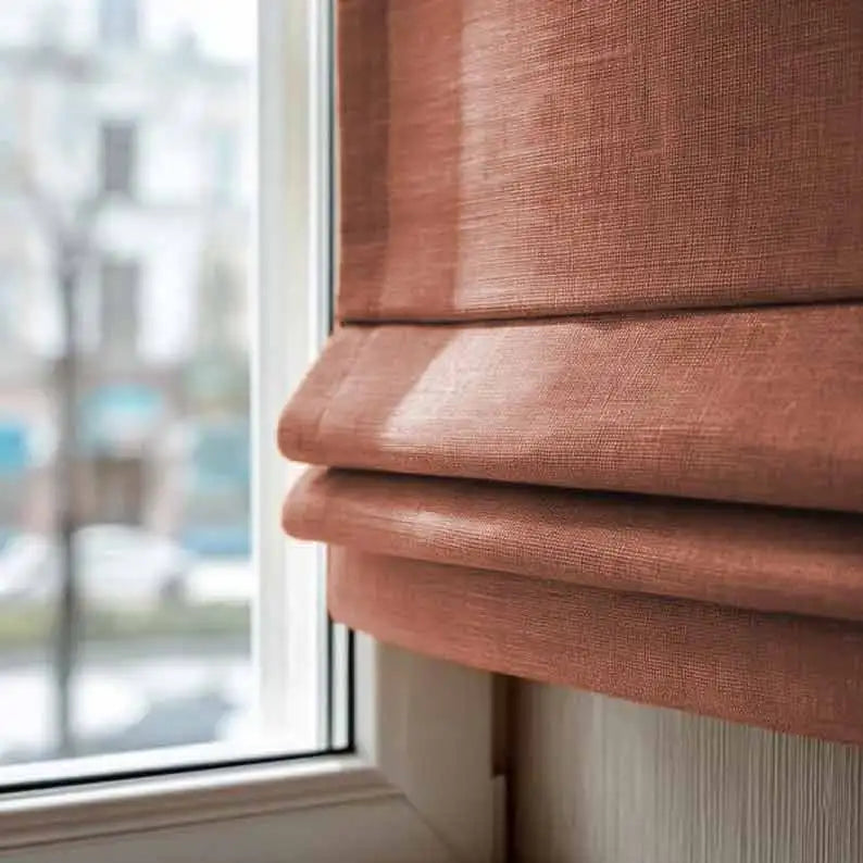 Custom Sheer Linen Roman Shades