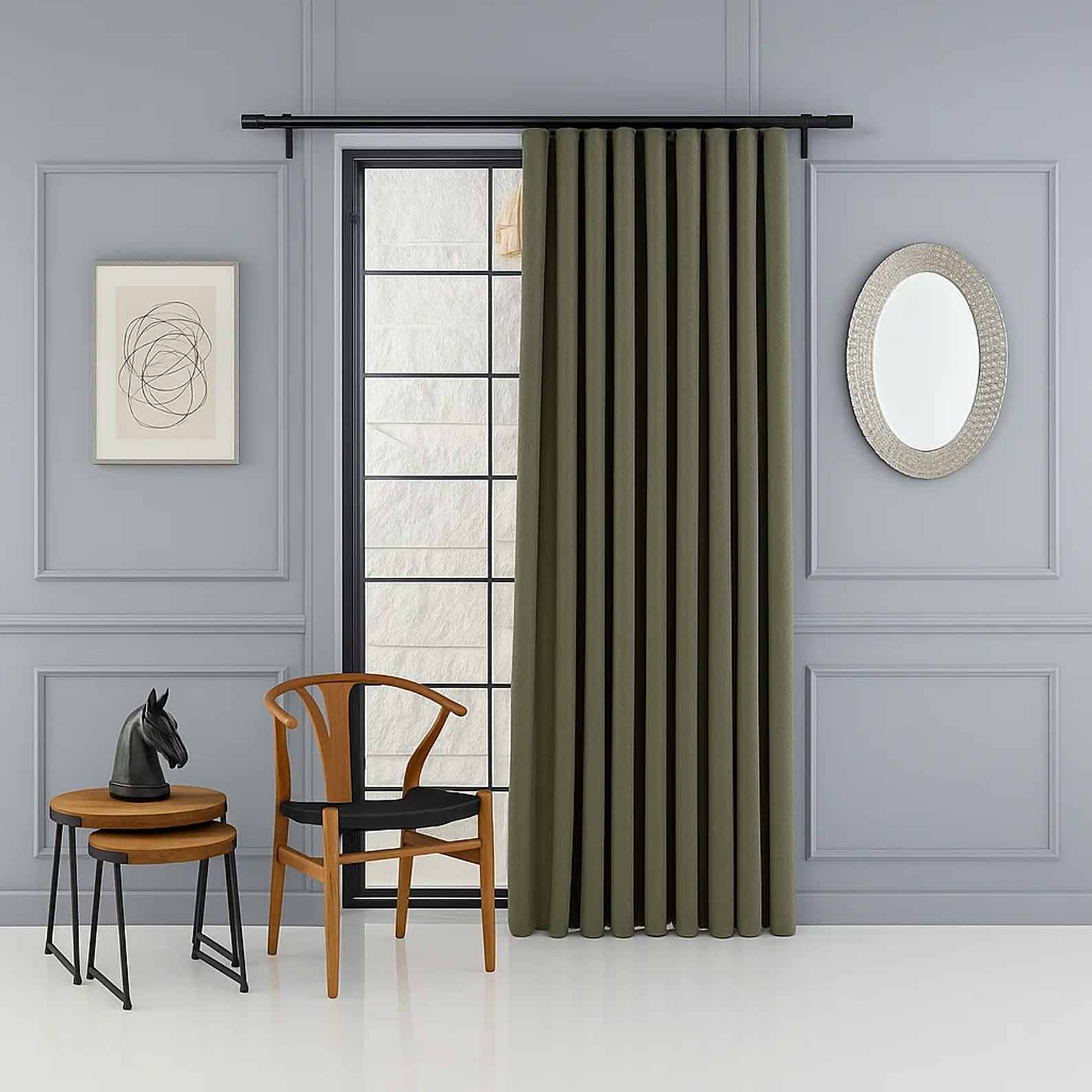 Emerald Green Extra Wide Custom 100% Blackout Linen Curtains 