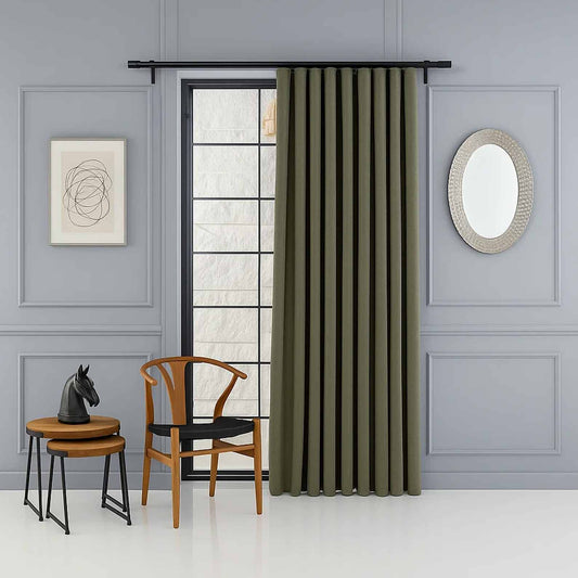 Emerald Green Extra Wide Custom 100% Blackout Linen Curtains 