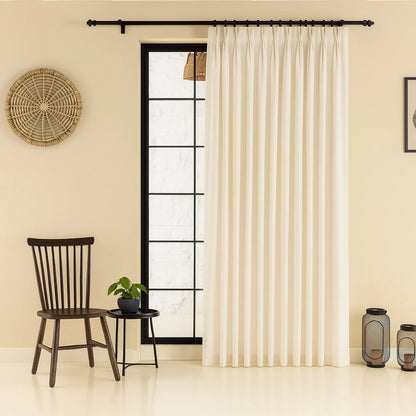 Extra Wide 100% Blackout Triple Pinch Pleated Linen Curtains