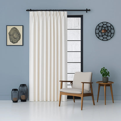 Extra Wide 100% Blackout Triple Pinch Pleated Linen Curtains