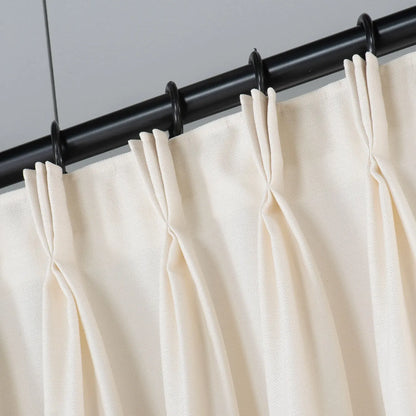 Extra Wide 100% Blackout Triple Pinch Pleated Linen Curtains