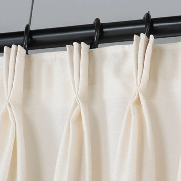 Extra Wide 100% Blackout Triple Pinch Pleated Linen Curtains