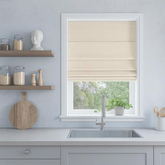 Linen 100% Blackout Cordless Roman Shade