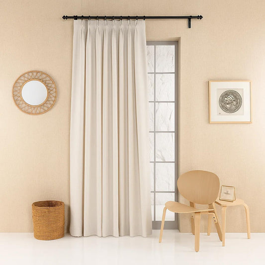 Luxury Extra Wide Linen Curtains – Pinch Pleated & 100% Blackout