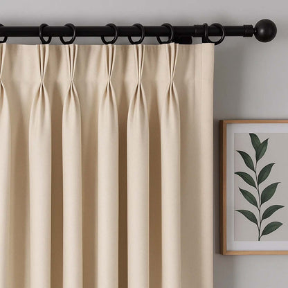 Pleated Extra Wide Triple Pinch Pleat Linen Curtains For Living Room