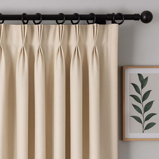 Pleated Extra Wide Triple Pinch Pleat Linen Curtains For Living Room