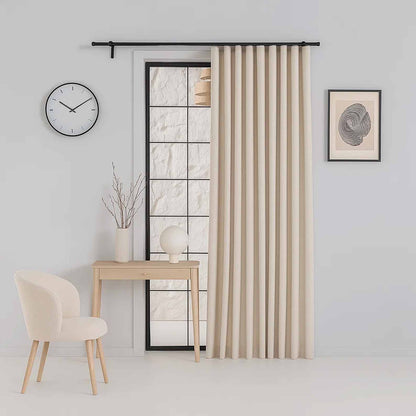 Pleated Herringbone Linen Blackout Curtains