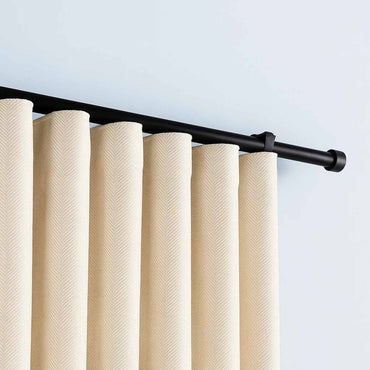 Pleated Herringbone Linen Blackout Curtains Detailed Drawing