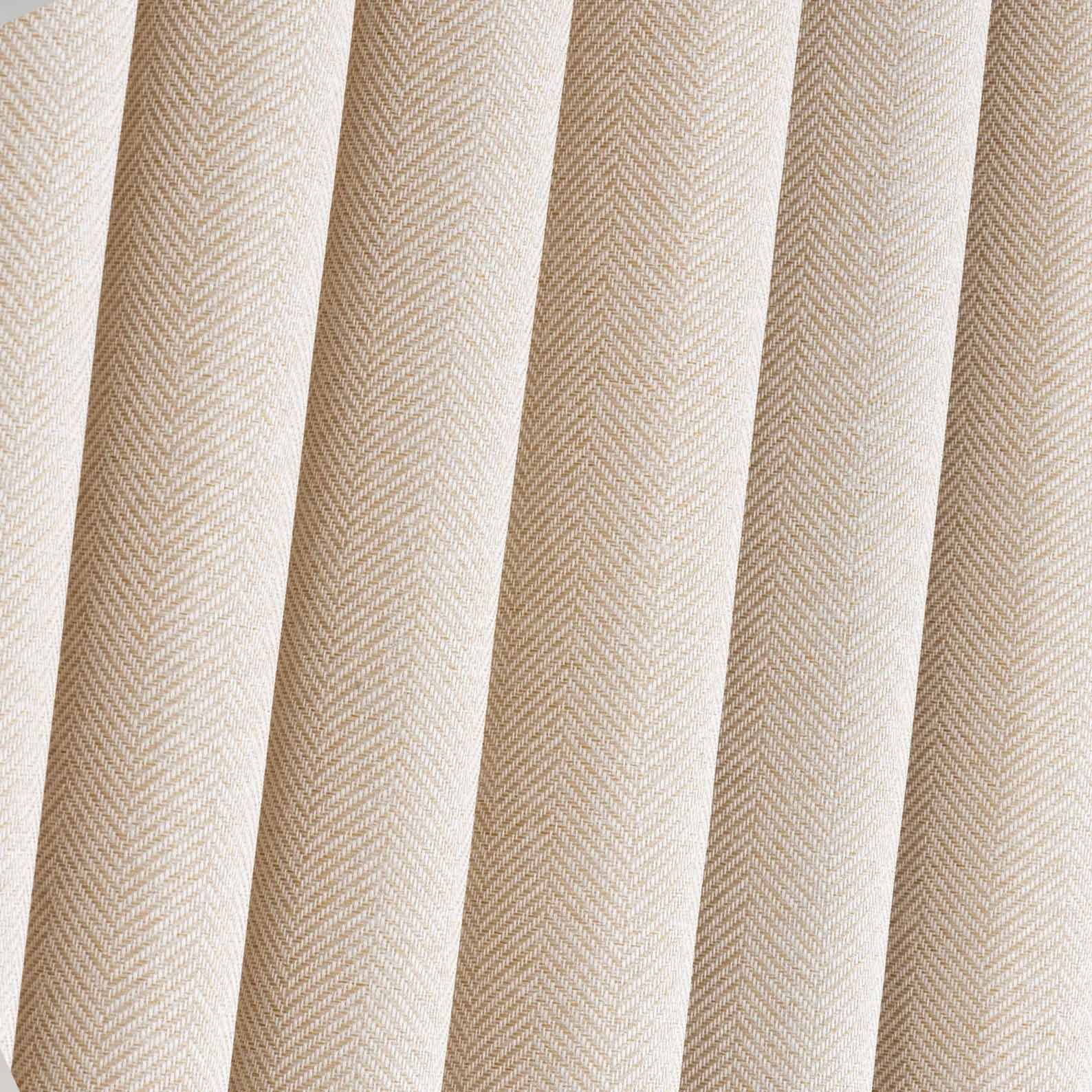 Pleated Herringbone Linen Blackout Curtains Detailed Drawing