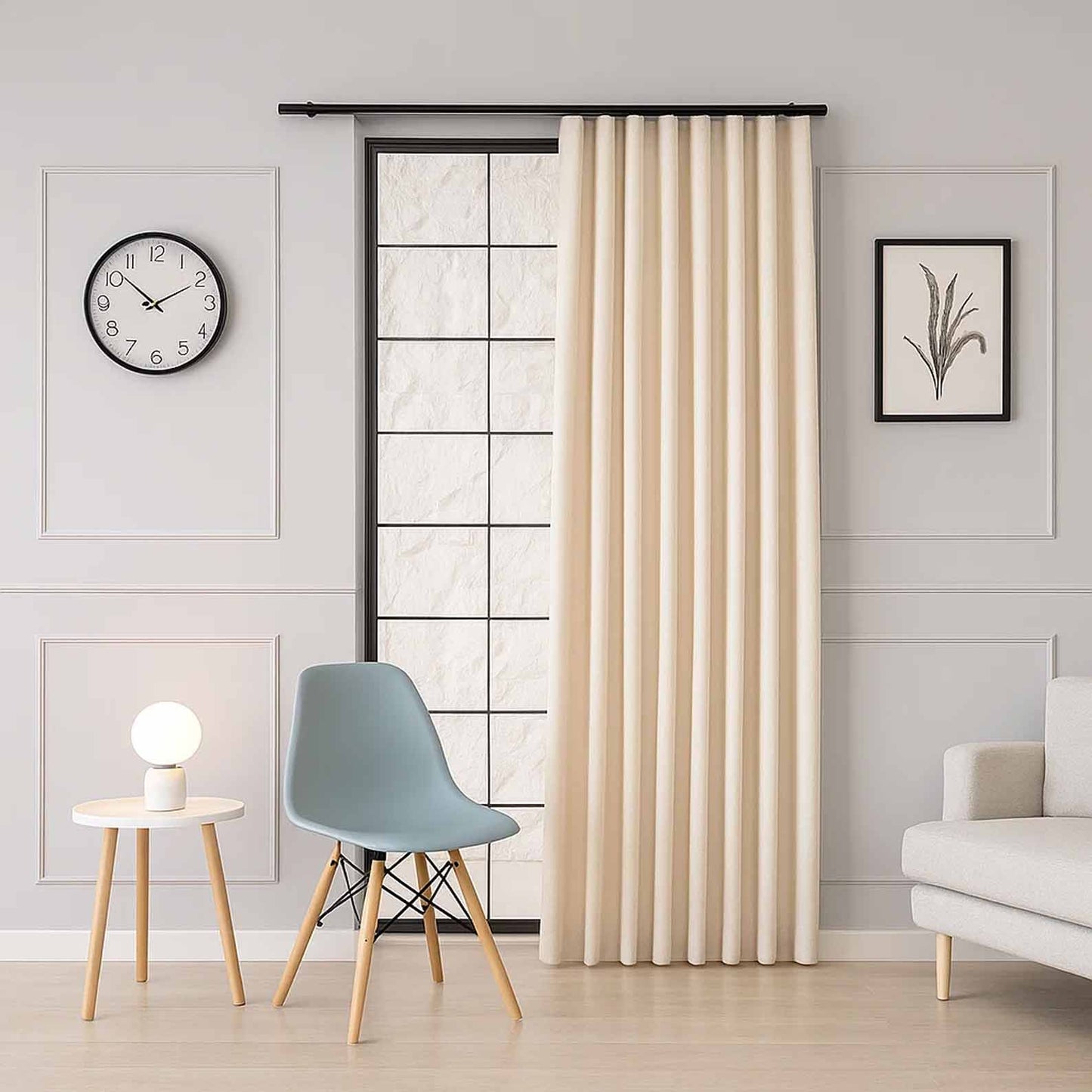 Pleated Herringbone Linen Blackout Curtains