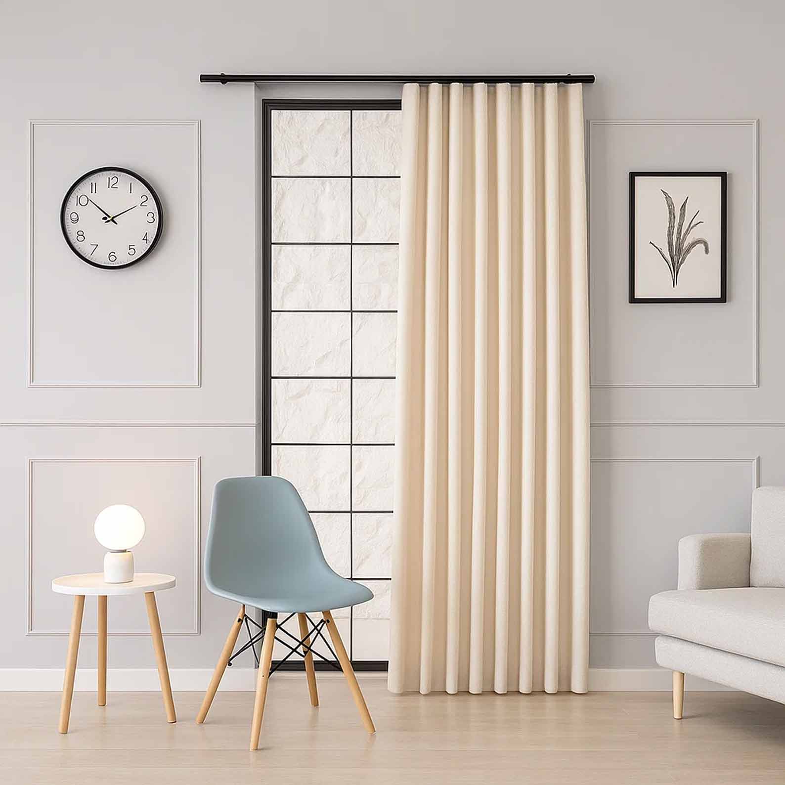 Pleated Herringbone Linen Blackout Curtains