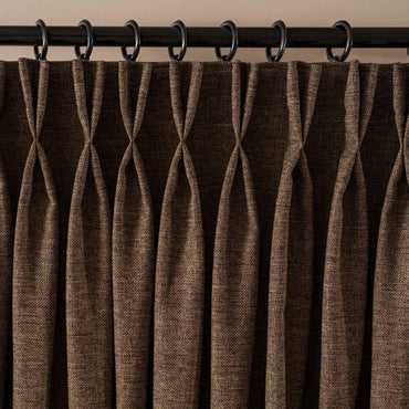 Pleated Linen Custom Size Curtains Maroon