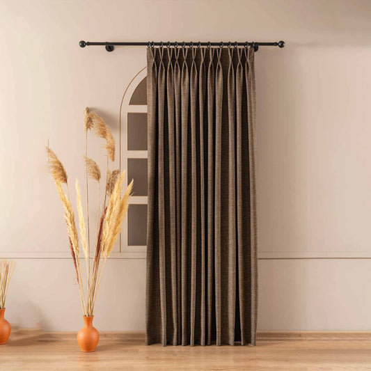 Pleated Linen Custom Size Curtains Maroon