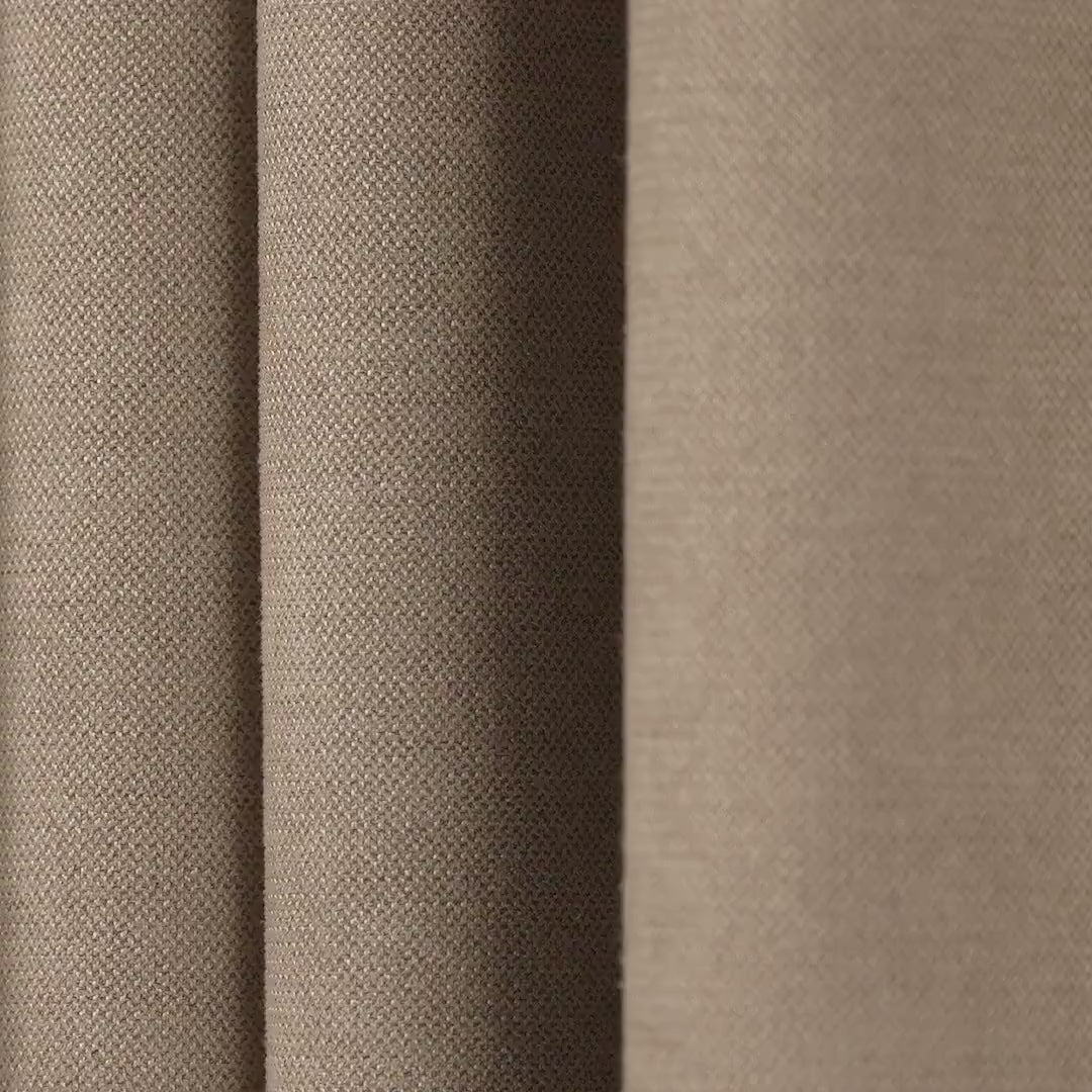 100% Blackout Triple-Pinch Pleated Linen  Curtains Mp4