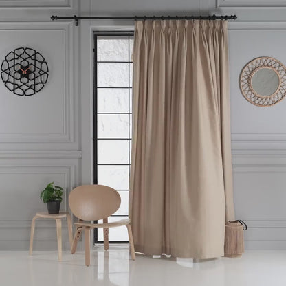 Pleated Extra Wide Triple Pinch Pleat Linen Curtains For Living Room