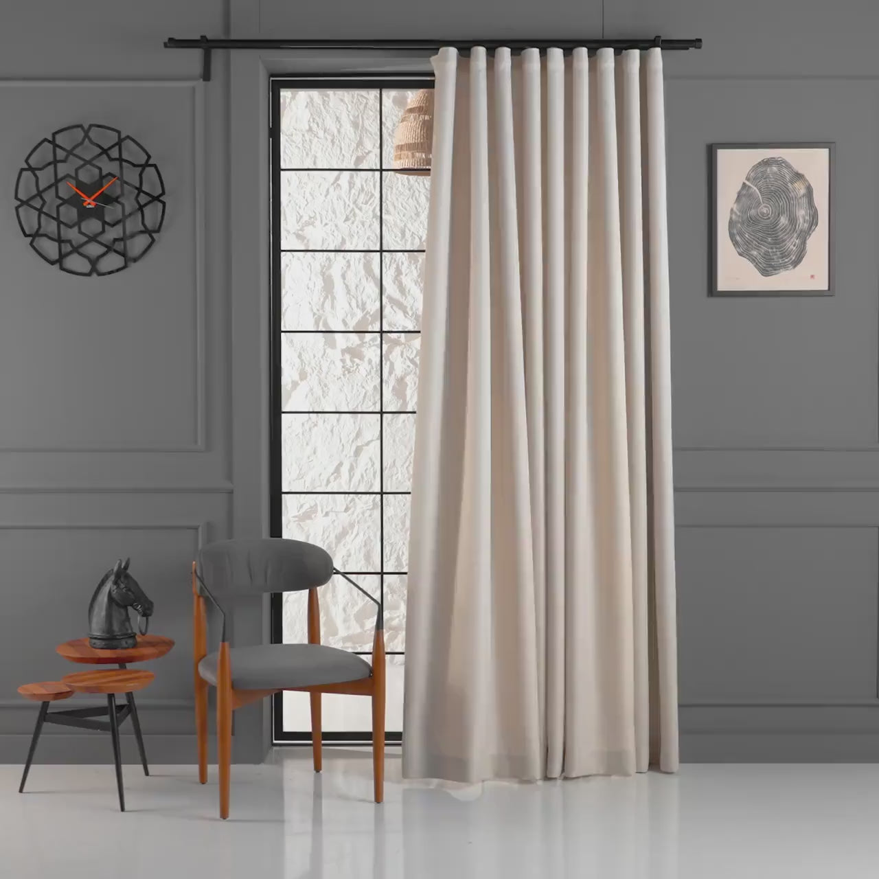 Pleated Herringbone Linen Blackout Curtains mp4