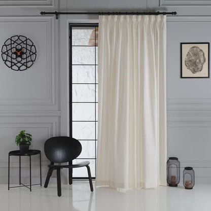 Extra Wide 100% Blackout Triple Pinch Pleated Linen Curtains