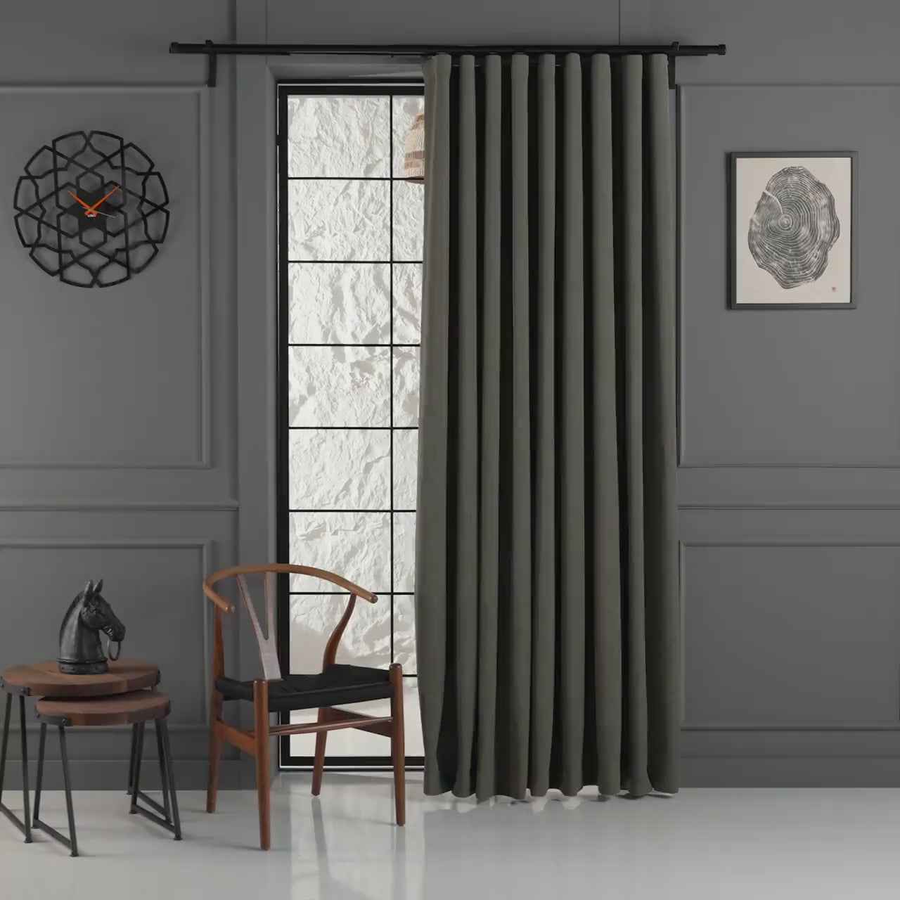 100% blackout pleated linen curtain panels - MP4